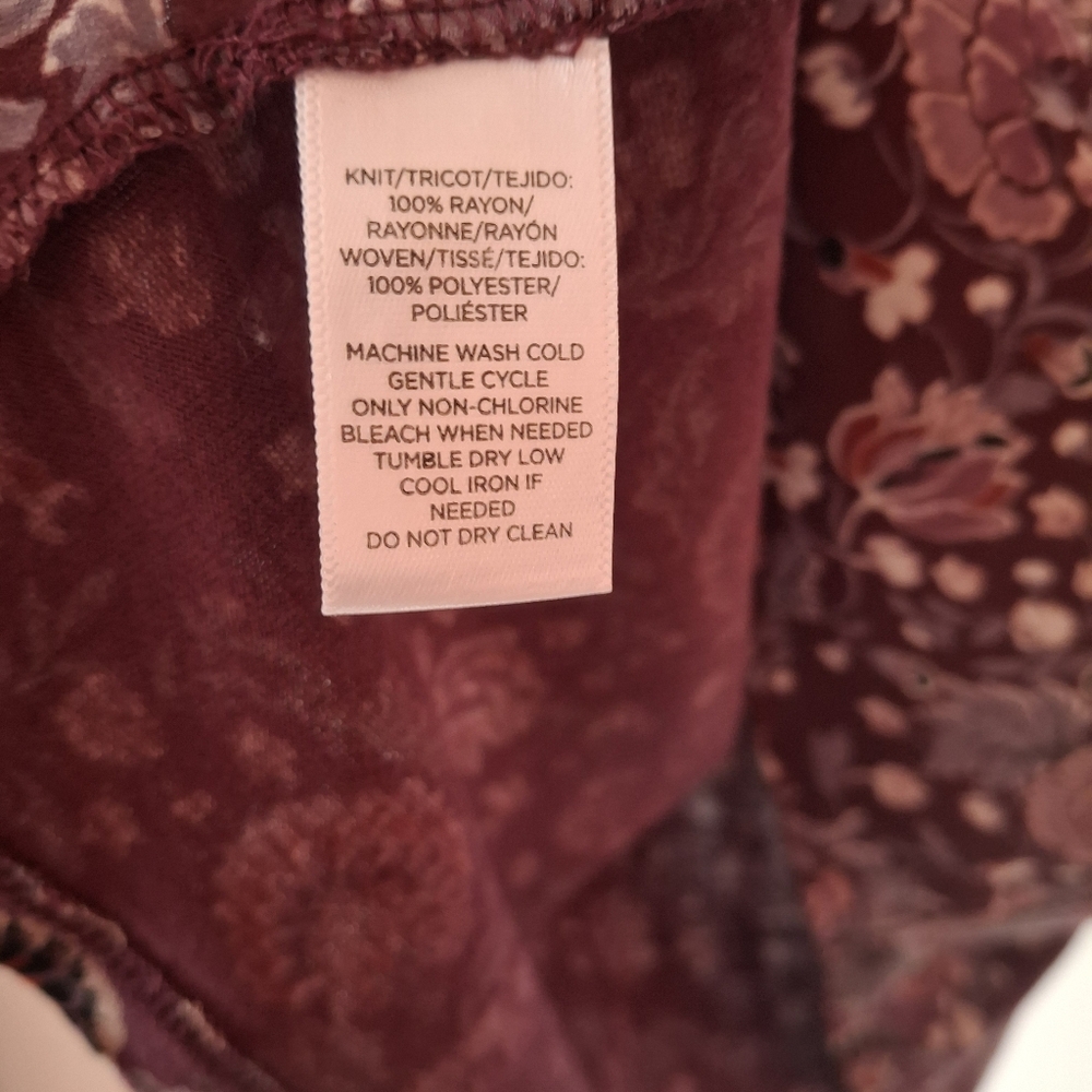Loft Petites Violet Floral Waterfall Sleeve Blouse - Picture 4 of 5